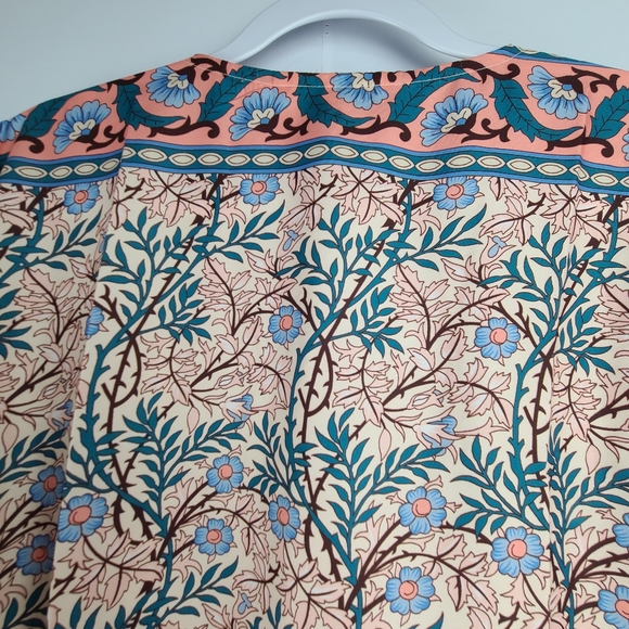 Urban Lux pink floral maxi 3/4 sleeve open boho relaxed fit NWT kimono, O/S - Picture 5 of 7